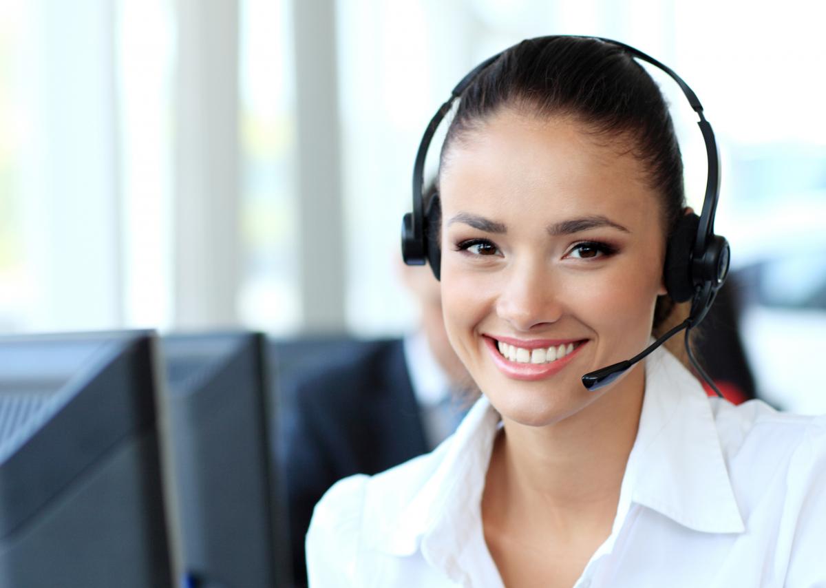 woman with headset